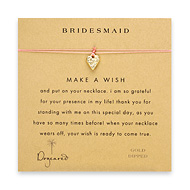 bridesmaid make a wish necklace with gold dipped mini stone heart on coral