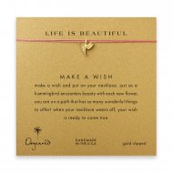 life is beautiful hummingbird necklace on coral, gold dipped