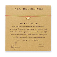 new beginnings make a wish necklace with gold dipped lotus flower on coral
