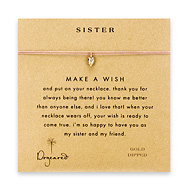 sister make a wish necklace with gold dipped baby heart on coral