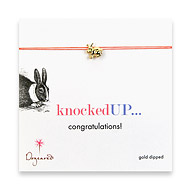 knocked up make a wish necklace with gold dipped rabbit on coral