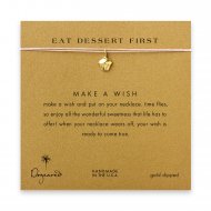 eat dessert first cupcake necklace on pink, gold dipped