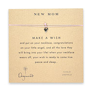 new mom make a wish necklace with gold dipped petite heart on pink new mom make a wish necklace with gold dipped petite heart on pink