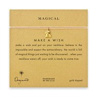 magical make a wish necklace with gold dipped bunny on pink