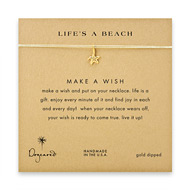 life's a beach starfish necklace on yellow, gold dipped
