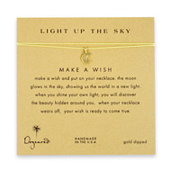 light up the sky moon glow necklace on yellow, gold dipped