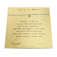 it's a boy make a wish necklace with gold dipped anchor on mint
