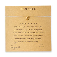 namaste make a wish necklace with gold dipped buddha on mint