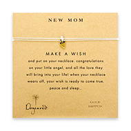 new mom make a wish necklace with gold dipped petite heart on mint
