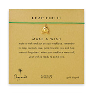 leap for it frog necklace on emerald, gold dipped