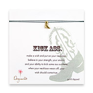 kick ass make a wish necklace with gold dipped cowboy boot on evergreen