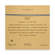 family whale necklace on ocean, gold dipped