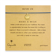 dive in make a wish necklace with gold dipped fish on ocean