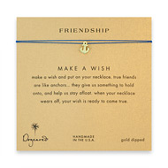 friendship smooth anchor necklace on royal, gold dipped