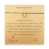gratitude make a wish necklace with gold dipped plumeria on royal