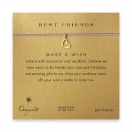 best friends loving heart necklace on purple, gold dipped