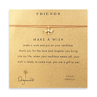 friends make a wish necklace with gold dipped dragonfly on tobacco