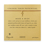 unlock your potential key necklace on tobacco, gold dipped