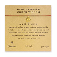 with patience comes wisdom make a wish necklace with gold dipped turtle on tobacco