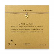 grandma kind heart necklace on taupe, gold dipped