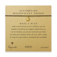 accomplish magnificent things starburst necklace on black, gold dipped