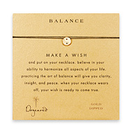 balance make a wish necklace with gold dipped yin yang on black