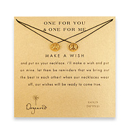 one for you one for me make a wish necklace set with gold dipped peace sign on black
