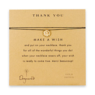 thank you make a wish necklace with gold dipped daisy on black