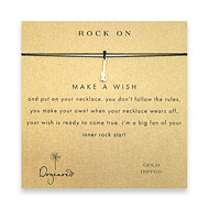 rock on make a wish necklace with gold dipped guitar on black