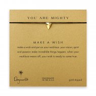 you are mighty pyramid necklace on black, gold dipped