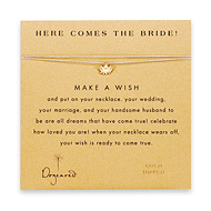 here comes the bride make a wish necklace with gold dipped lotus flower on creme
