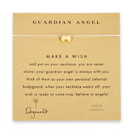 guardian angel make a wish necklace with gold dipped angel wings on creme
