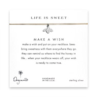 life is sweet honey bee necklace on gold, sterling silver
