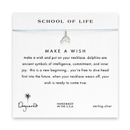 school of life make a wish necklace with sterling silver dolphin on silver