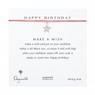 happy birthday celestial star necklace on red, sterling silver