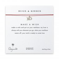 hugs & kisses XO necklace on red, sterling silver