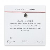 love you mom rose necklace on red, sterling silver