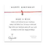 happy birthday make a wish necklace with sterling silver star on berry
