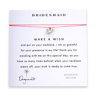 bridesmaid make a wish necklace with sterling silver mini stone heart on coral