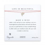 life is beautiful hummingbird necklace on coral, gold dipped