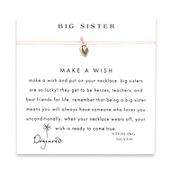 big sister make a wish necklace with sterling silver kind heart on pink