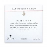 eat dessert first cupcake necklace on pink, sterling silver