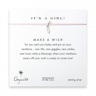 it's a girl safety pin necklace on pink, sterling silver