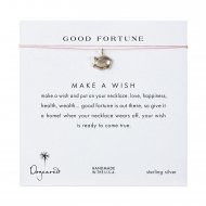 good fortune piggy bank necklace on pink, sterling silver