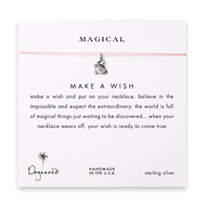 magical make a wish necklace with sterling silver dipped bunny on pink