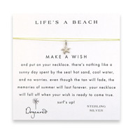 life's a beach make a wish necklace with sterling silver starfish on yellow