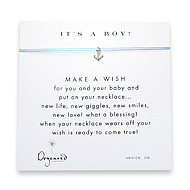 it's a boy make a wish necklace with sterling silver anchor on mint