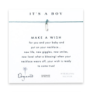 it's a boy make a wish necklace with sterling silver safety pin on mint