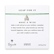 leap for it frog necklace on emerald, sterling silver