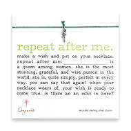 repeat after me make a wish necklace with sterling silver parrot on emerald